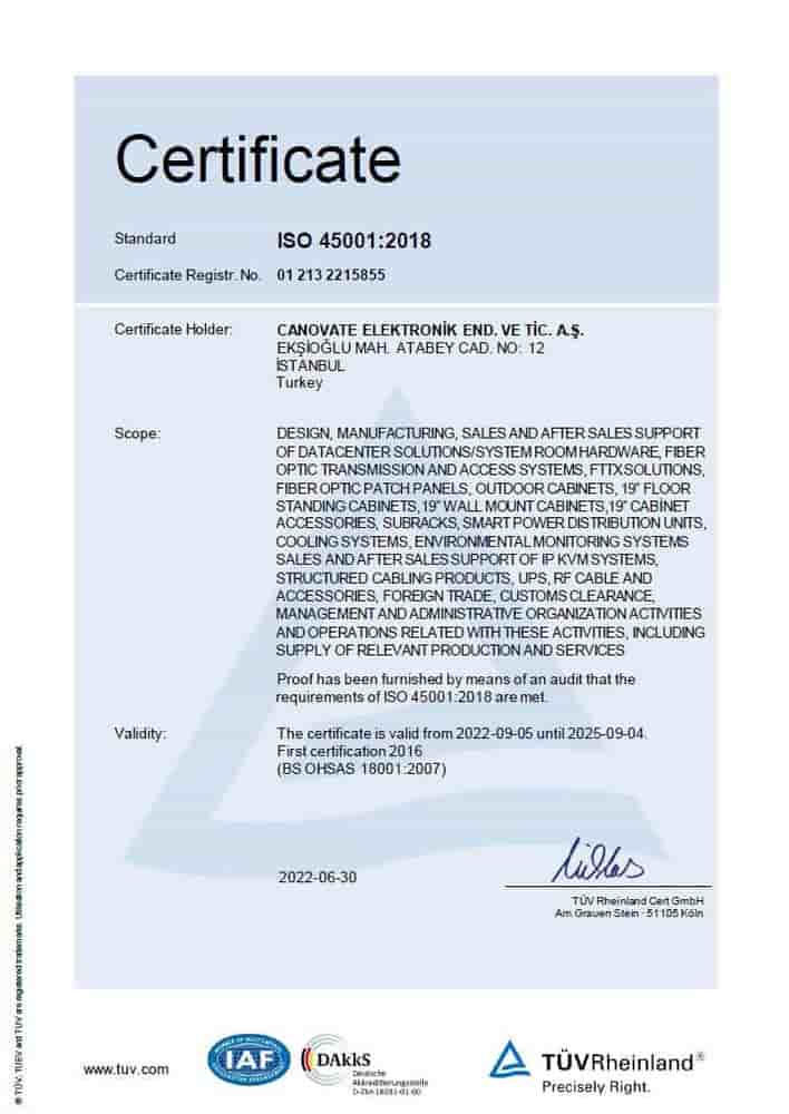 Certificate ISO 450001-2018
